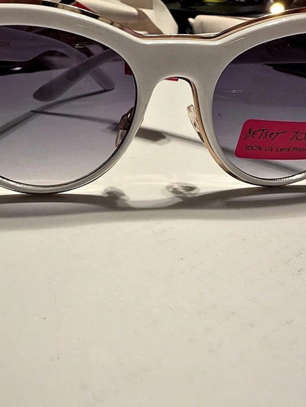 Betsey Johnson Round White and Gold Star Sunglasses